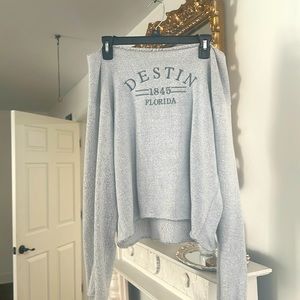 Destin Florida Heather Gray Off the Shoulder Sweatshirt Sweater